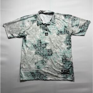 Out of Bounds Men's Short Sleeve White Floral Print Golf Polo Shirt - Size S